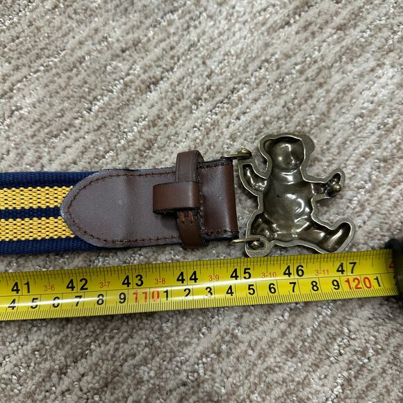Polo Ralph Lauren Polo Bear sz 40 canvas USA blue yellow belt  stripe - Picture 9 of 10